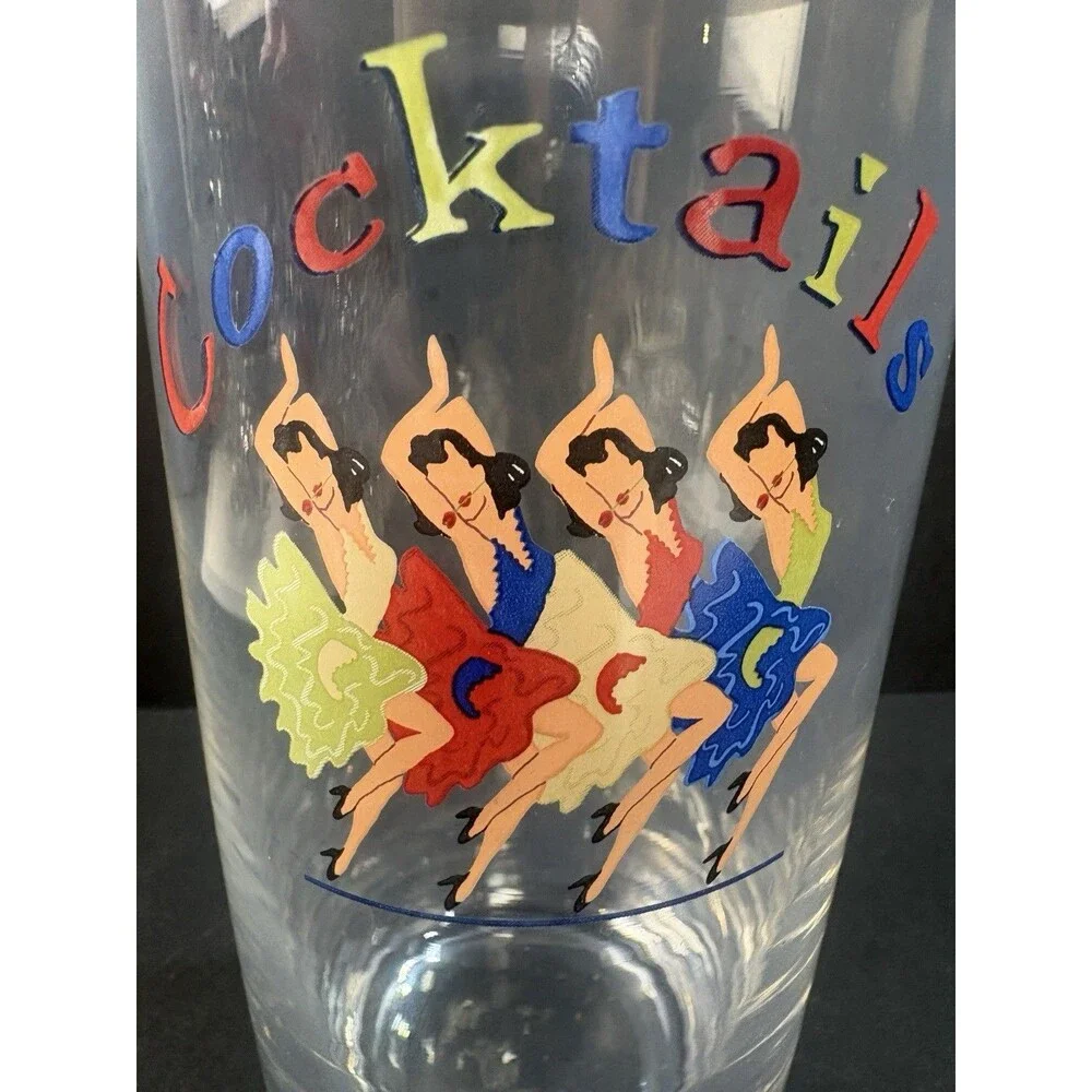 Cocktail Shaker Can Can Dancers with Chrome Top Art Deco Vintage Style